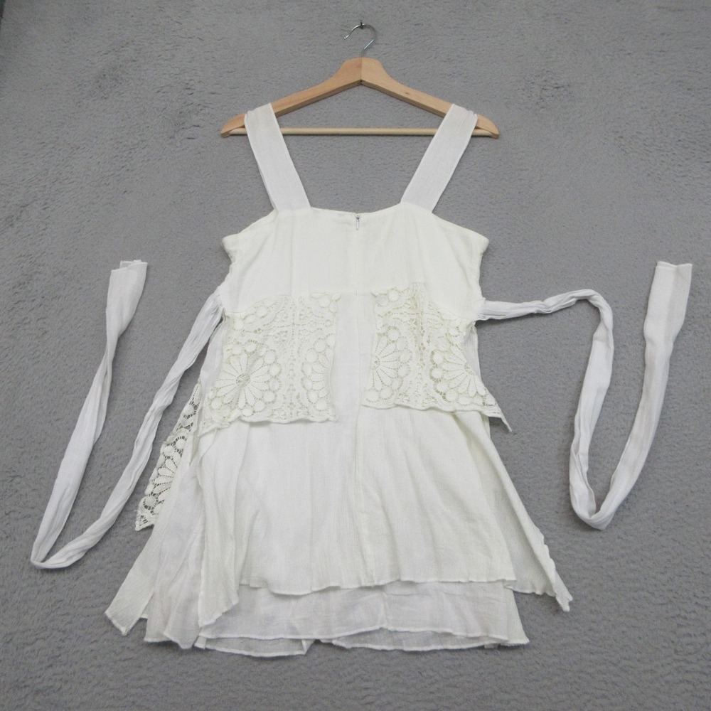Maggie Embroider Floral Boho Dress Women M White 100%Cotton Lace Tiered Sundress - Picture 5 of 16
